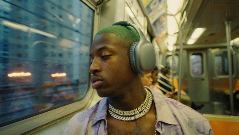 Zoomed Out · by Allar Haltsonen · subway portrait, green hair, headphones