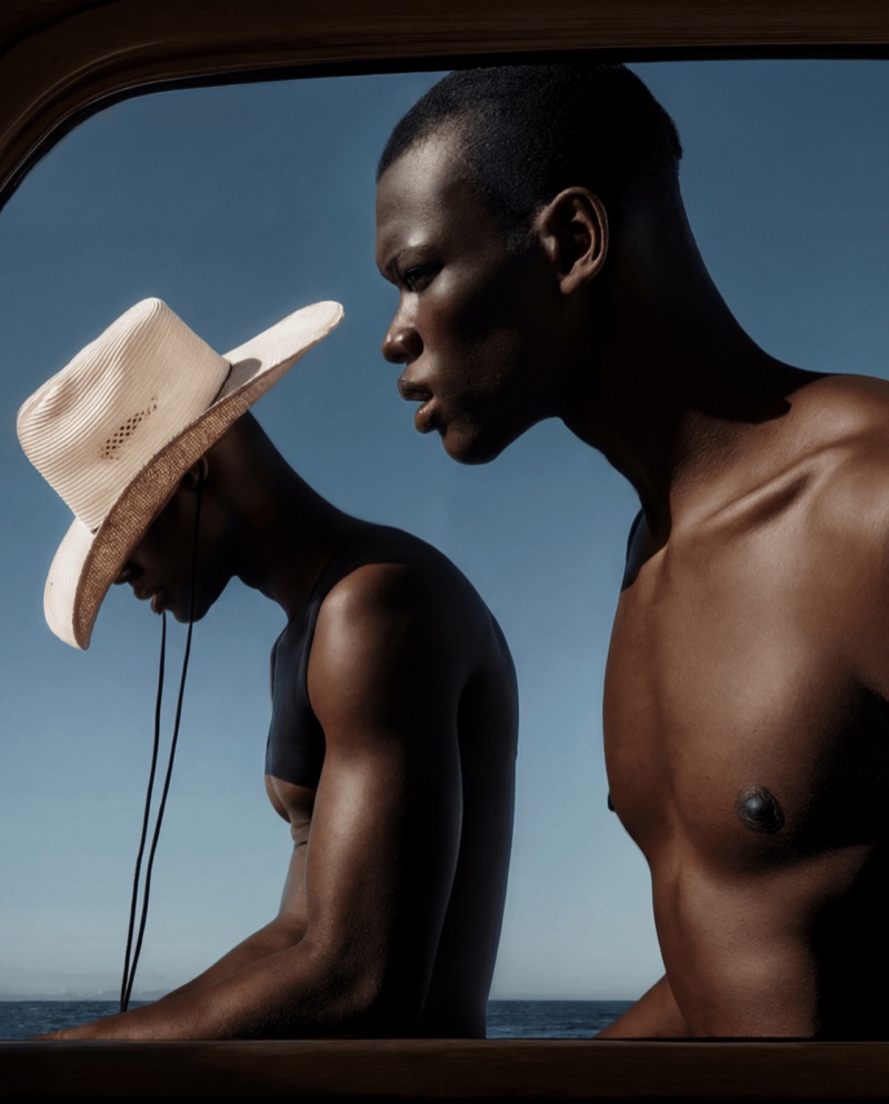 Blue Horizon · by SQUAD · seaside portrait, blue sky, straw hat