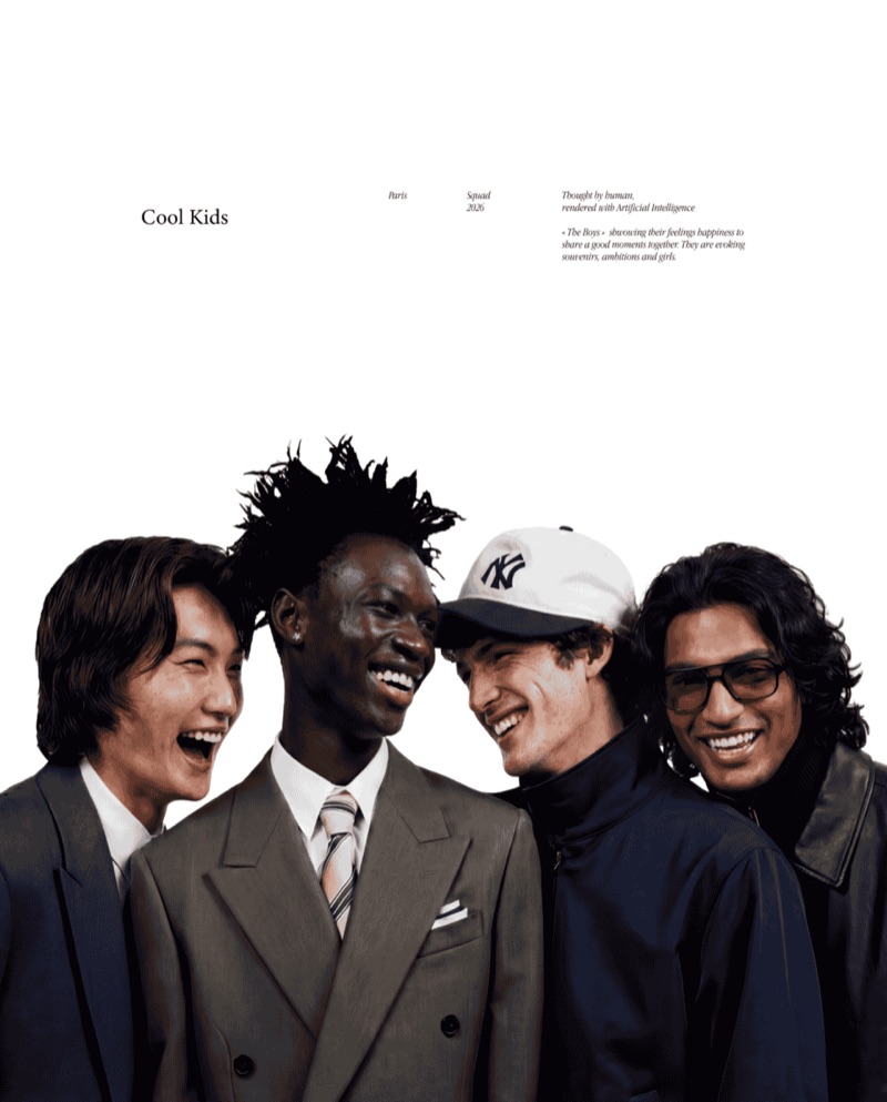 Cool Kids · by SQUAD · group portrait, editorial typography, tailored fashion