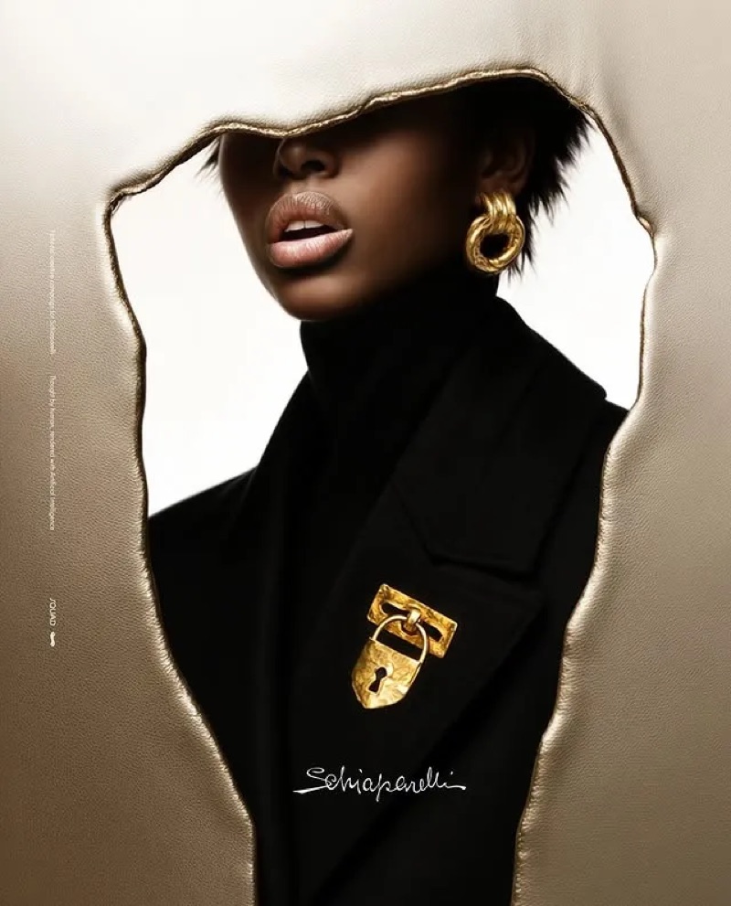 Schiaparelli Frame · by SQUAD · fashion portrait, gold hardware, torn paper frame