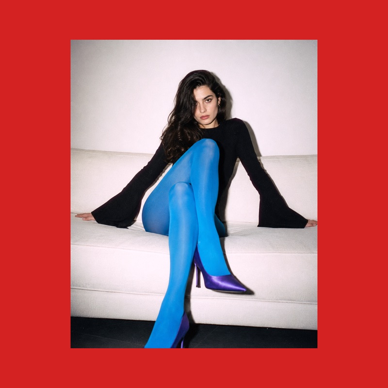 Electric Repose · by Felix · direct flash, cyan tights, purple satin heels