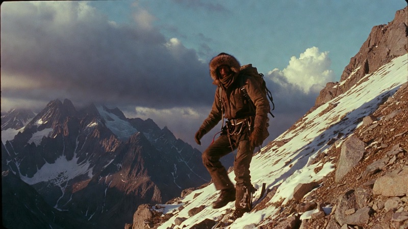 Scree · by Felix · alpine descent, fur hood, scree slope