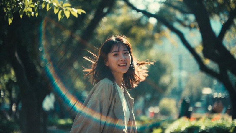 Grok Park Portrait · by Dinda Prasetyo · park portrait, golden hour, turning back
