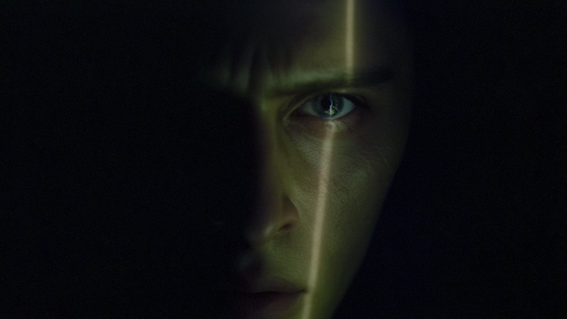 Green Beam Portrait · by Hrant Khachatryan · green portrait, narrow light, half face
