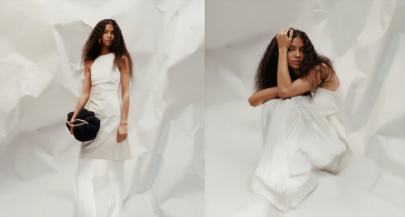 Custom Content · by Reve · white dress, fashion presentation, two-panel frame