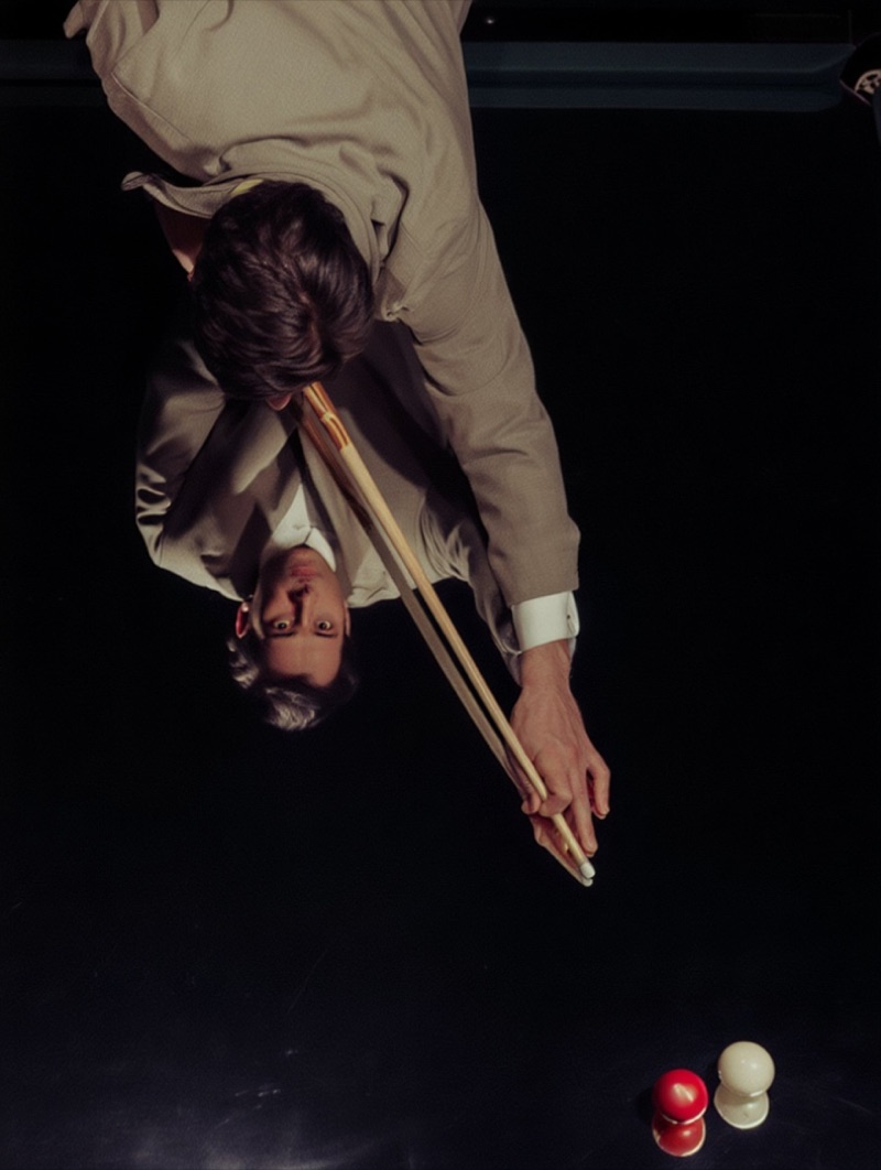 Reflecting Pool · by Reve · upside-down figure, pool table, suit styling